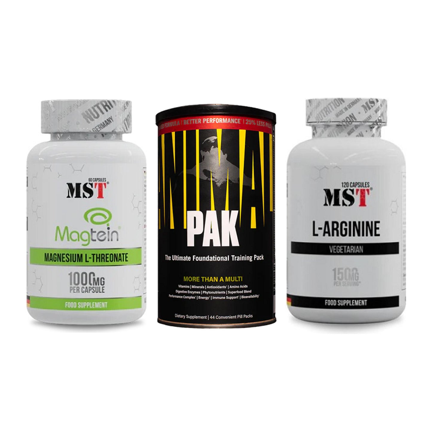 Ausdauer-Set: MST Magnesium + Universal Animal + MST L-Arginine – alle enthaltenen Artikel