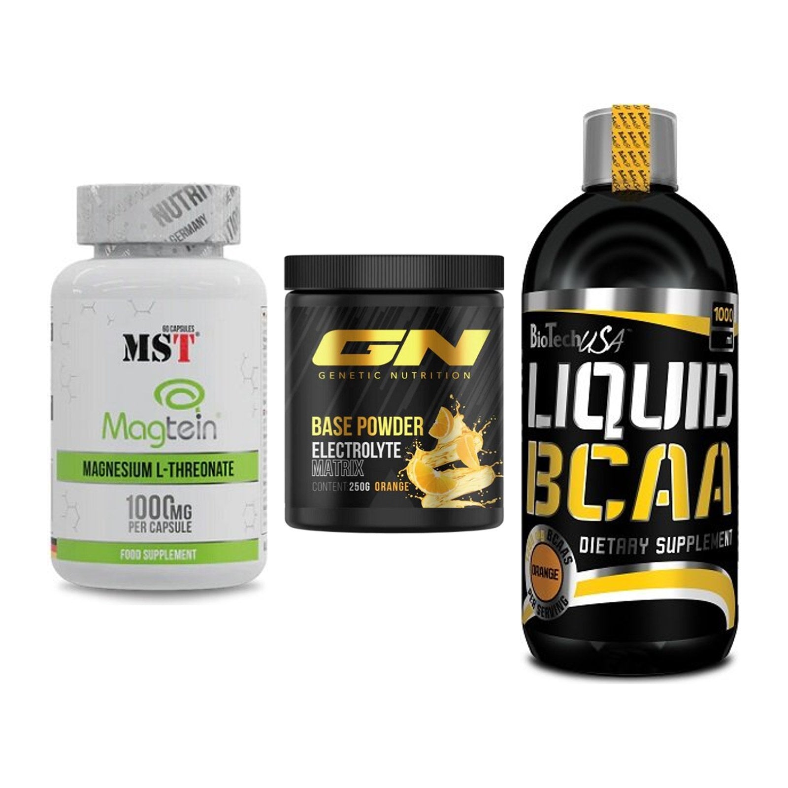 Ausdauer-Set: MST Magnesium + GN Base Powder + BioTech Liquid – alle enthaltenen Artikel