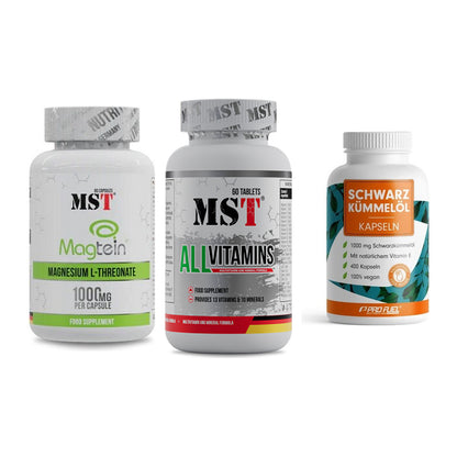 Ausdauer-Set: MST Magnesium + MST All Vitamins + ProFuel Schwarzk – alle enthaltenen Artikel