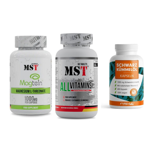 Ausdauer-Set: MST Magnesium + MST All Vitamins + ProFuel Schwarzk – alle enthaltenen Artikel
