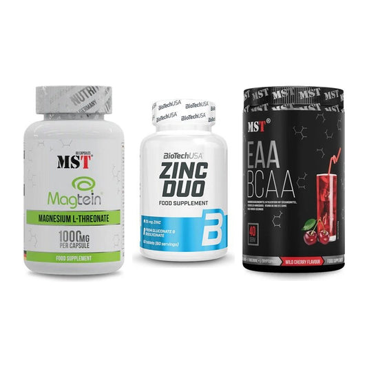 Ausdauer-Set: MST Magnesium + BioTech Zinc Duo + MST EAA & BCAA – alle enthaltenen Artikel