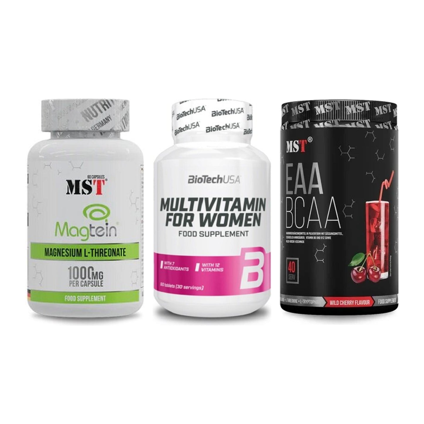 Ausdauer-Set: MST Magnesium + BioTech Multivit + MST EAA & BCAA – alle enthaltenen Artikel