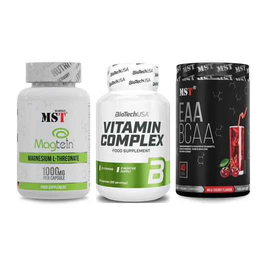 Ausdauer-Set: MST Magnesium + BioTech Vitamin + MST EAA & BCAA – alle enthaltenen Artikel