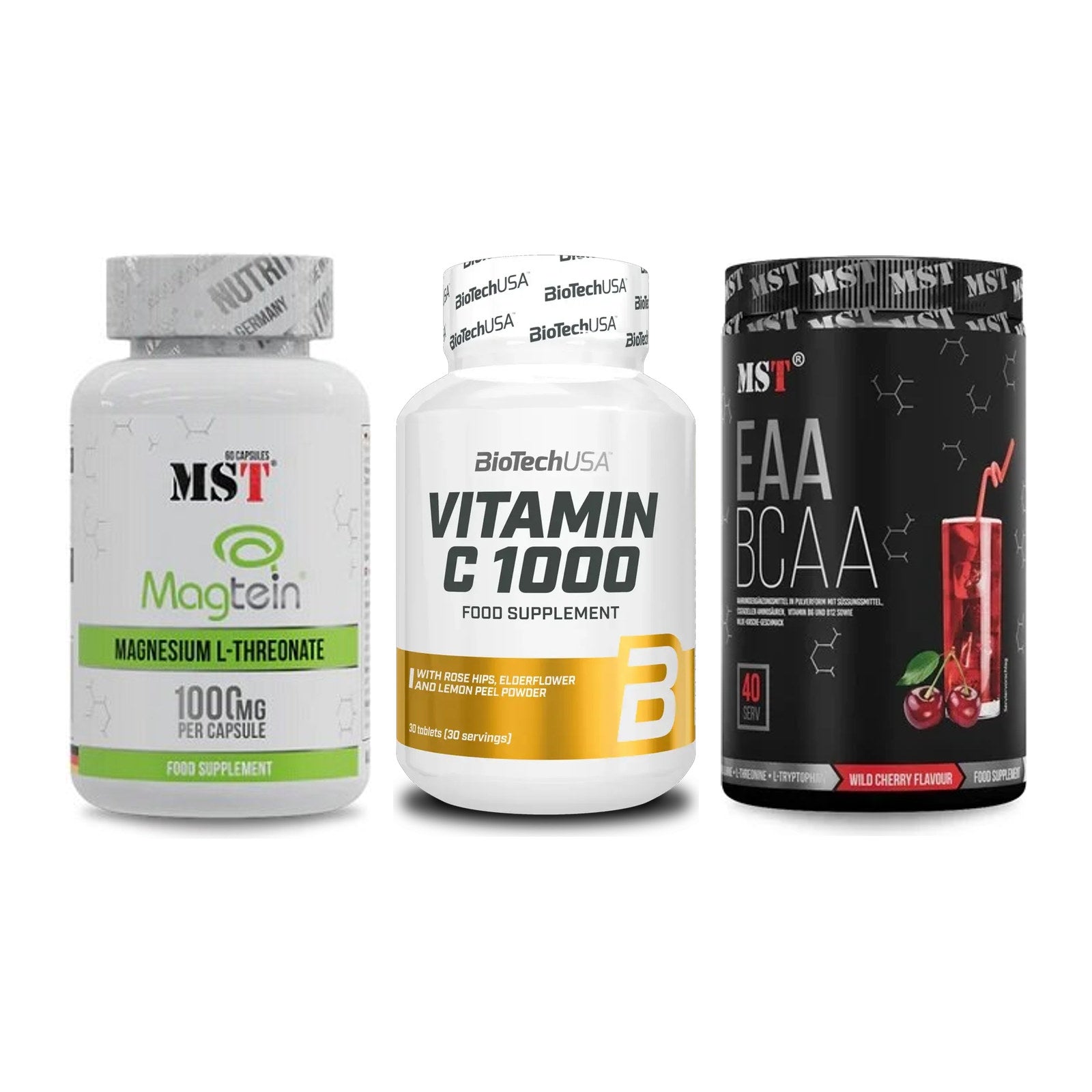 Ausdauer-Set: MST Magnesium + BioTech Vitamin + MST EAA & BCAA – alle enthaltenen Artikel