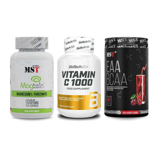 Ausdauer-Set: MST Magnesium + BioTech Vitamin + MST EAA & BCAA – alle enthaltenen Artikel