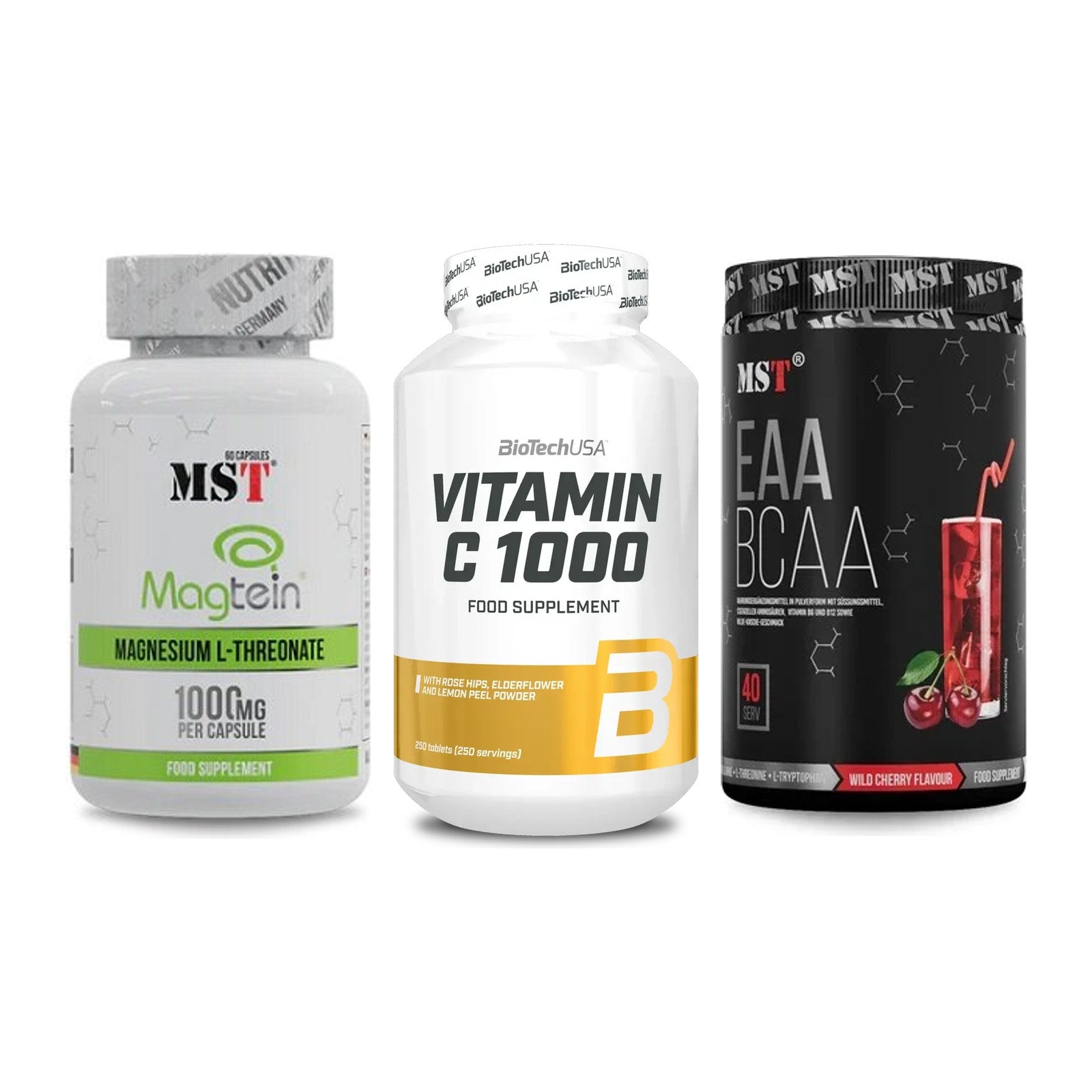 Ausdauer-Set: MST Magnesium + BioTech Vitamin + MST EAA & BCAA – alle enthaltenen Artikel