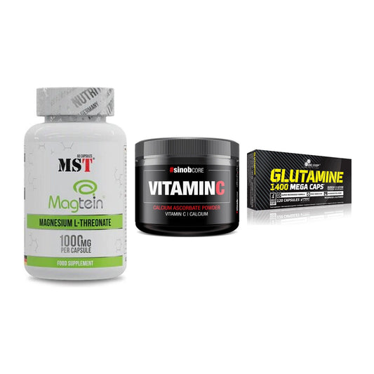Ausdauer-Set: MST Magnesium + Sinob Vitamin C + Olimp L-Glutamin – alle enthaltenen Artikel
