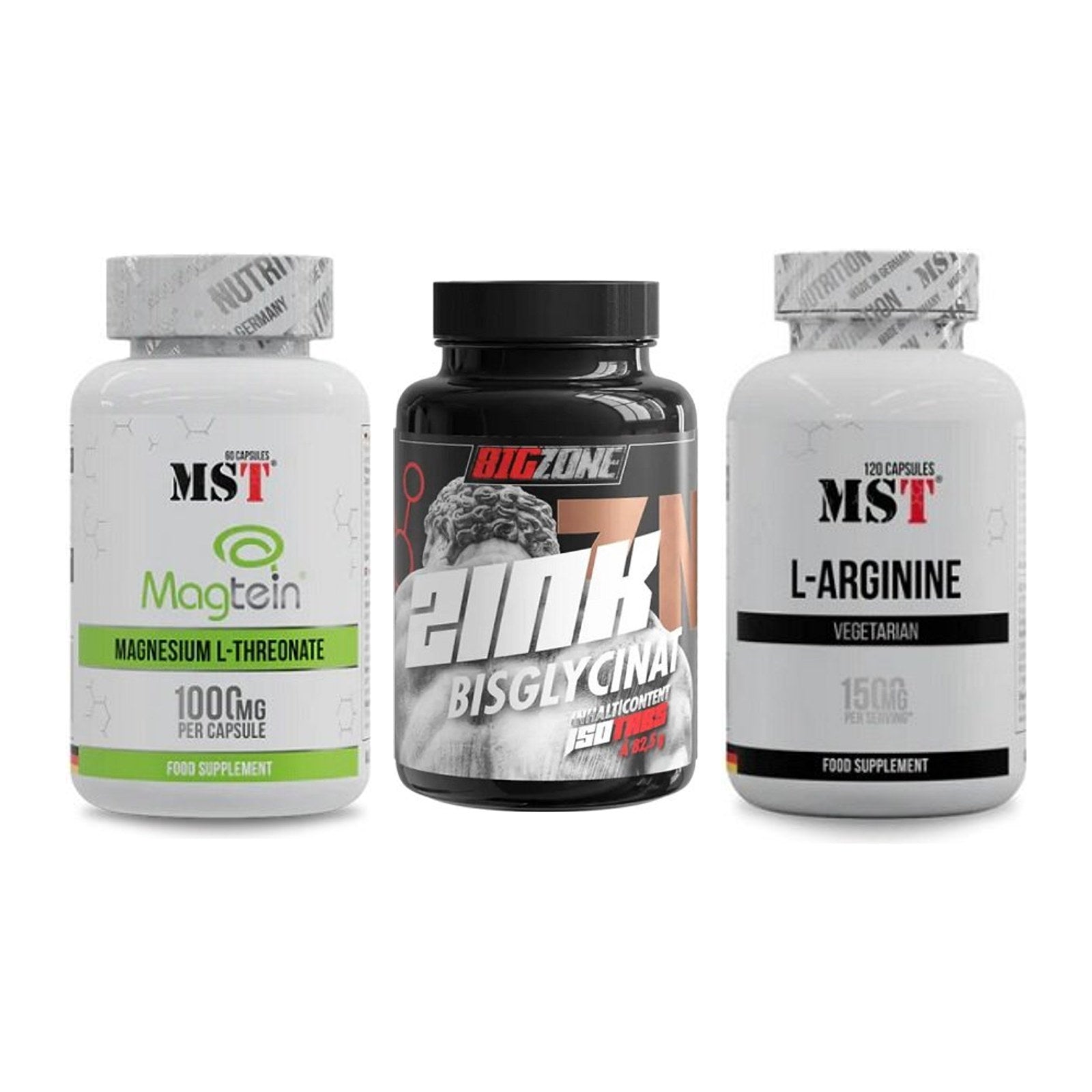 Ausdauer-Set: MST Magnesium + Big Zone Zink + MST L-Arginine – alle enthaltenen Artikel