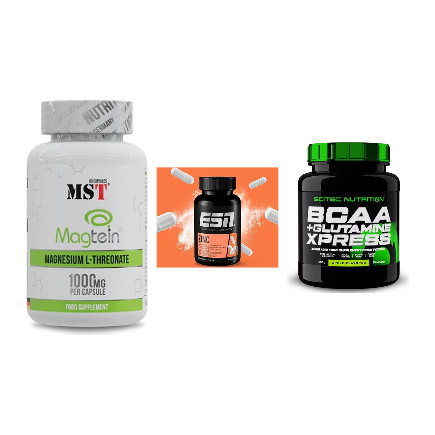 Ausdauer-Set: MST Magnesium + ESN Zinc + Scitec BCAA – alle enthaltenen Artikel