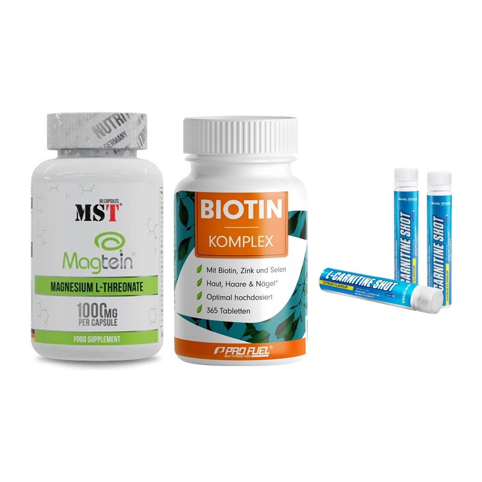 Ausdauer-Set: MST Magnesium + ProFuel BIOTIN + Body Attack – alle enthaltenen Artikel