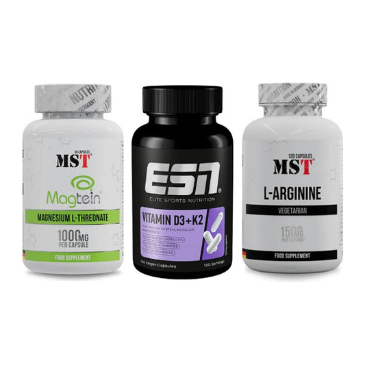 Ausdauer-Set: MST Magnesium + ESN Vitamin D3 + MST L-Arginine – alle enthaltenen Artikel
