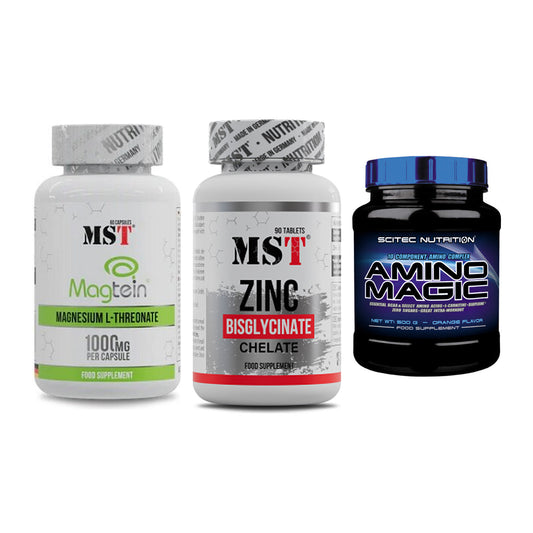 Ausdauer-Set: MST Magnesium + MST Zinc Chelate + Scitec Amino – alle enthaltenen Artikel