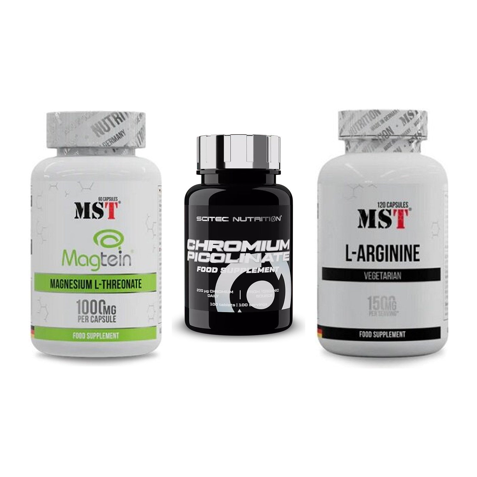 Ausdauer-Set: MST Magnesium + Scitec Chromium + MST L-Arginine – alle enthaltenen Artikel