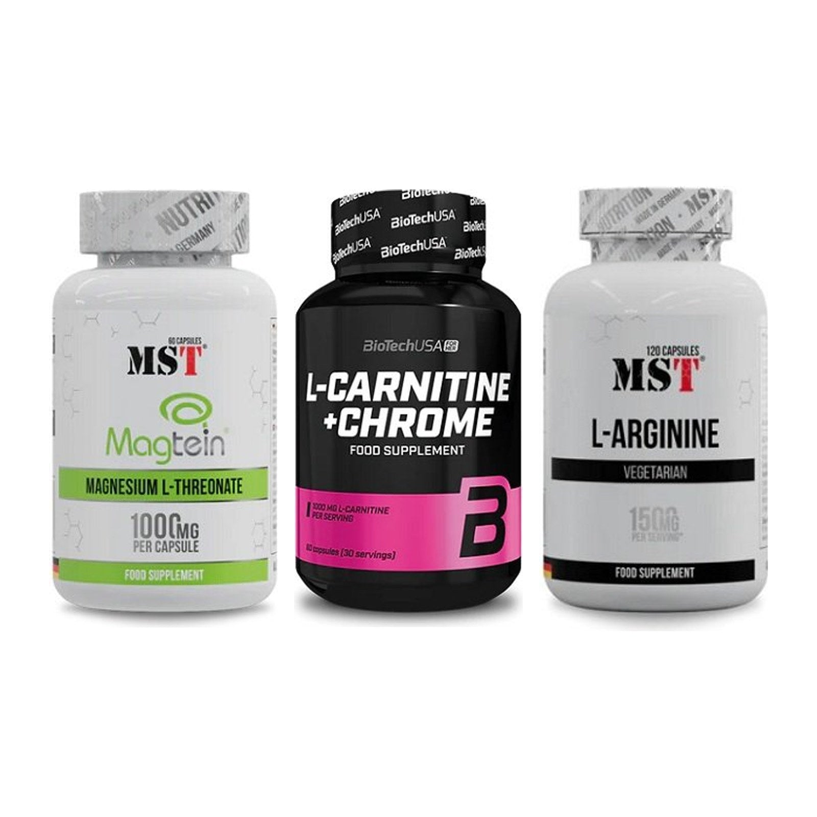 Ausdauer-Set: MST Magnesium + BioTech L-Carnit + MST L-Arginine – alle enthaltenen Artikel