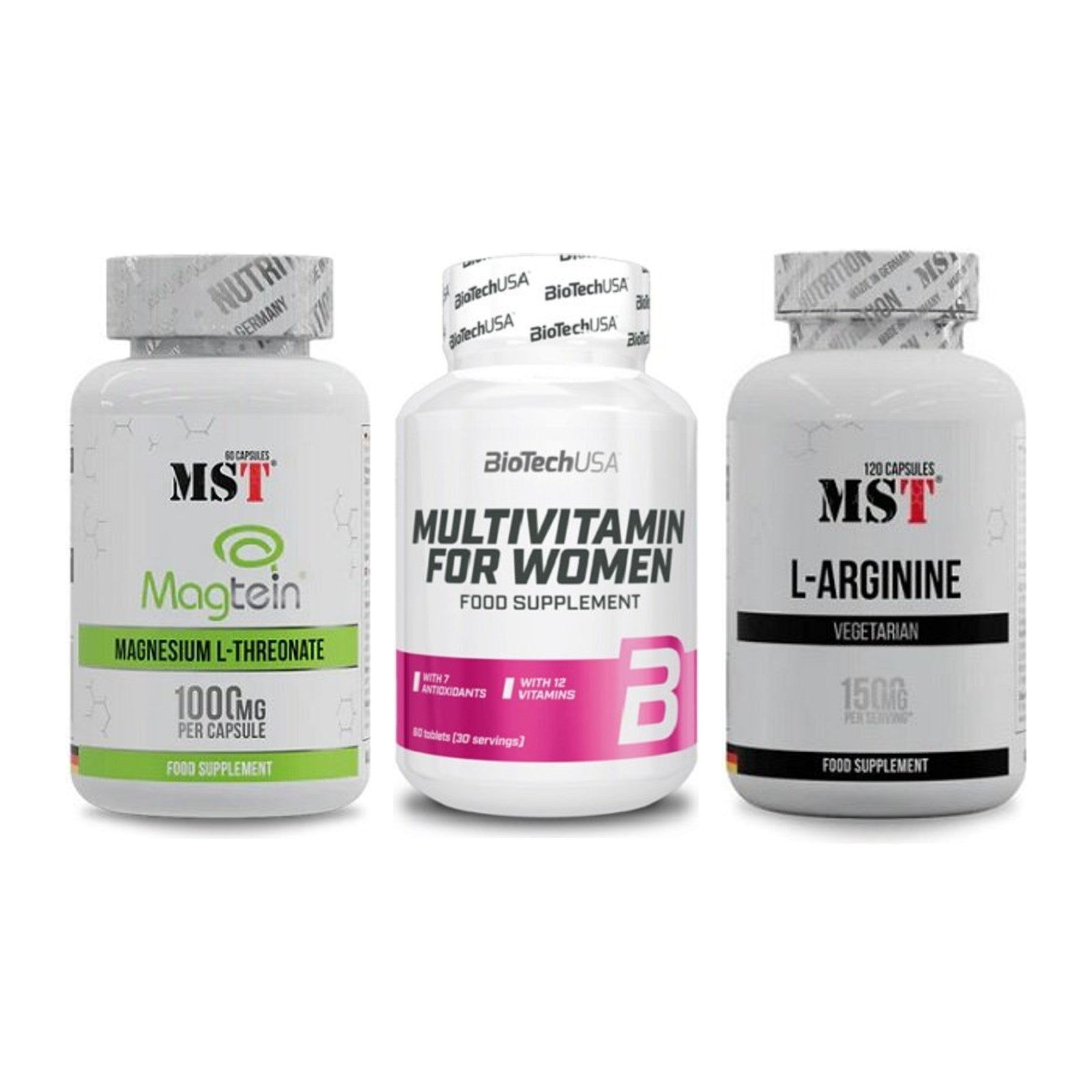 Ausdauer-Set: MST Magnesium + BioTech Multivit + MST L-Arginine – alle enthaltenen Artikel