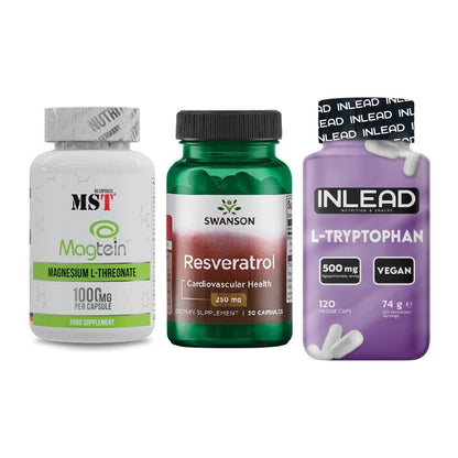 Ausdauer-Set: MST Magnesium + Swanson Resverat + INLEAD L-Tryptop – alle enthaltenen Artikel