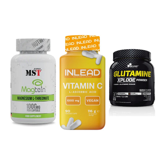 Ausdauer-Set: MST Magnesium + INLEAD Vitamin C + Olimp L-Glutamin – alle enthaltenen Artikel