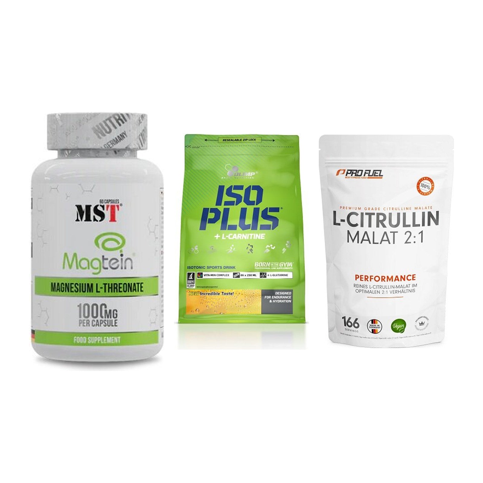 Ausdauer-Set: MST Magnesium + Olimp Iso Plus + ProFuel L-Citrul – alle enthaltenen Artikel
