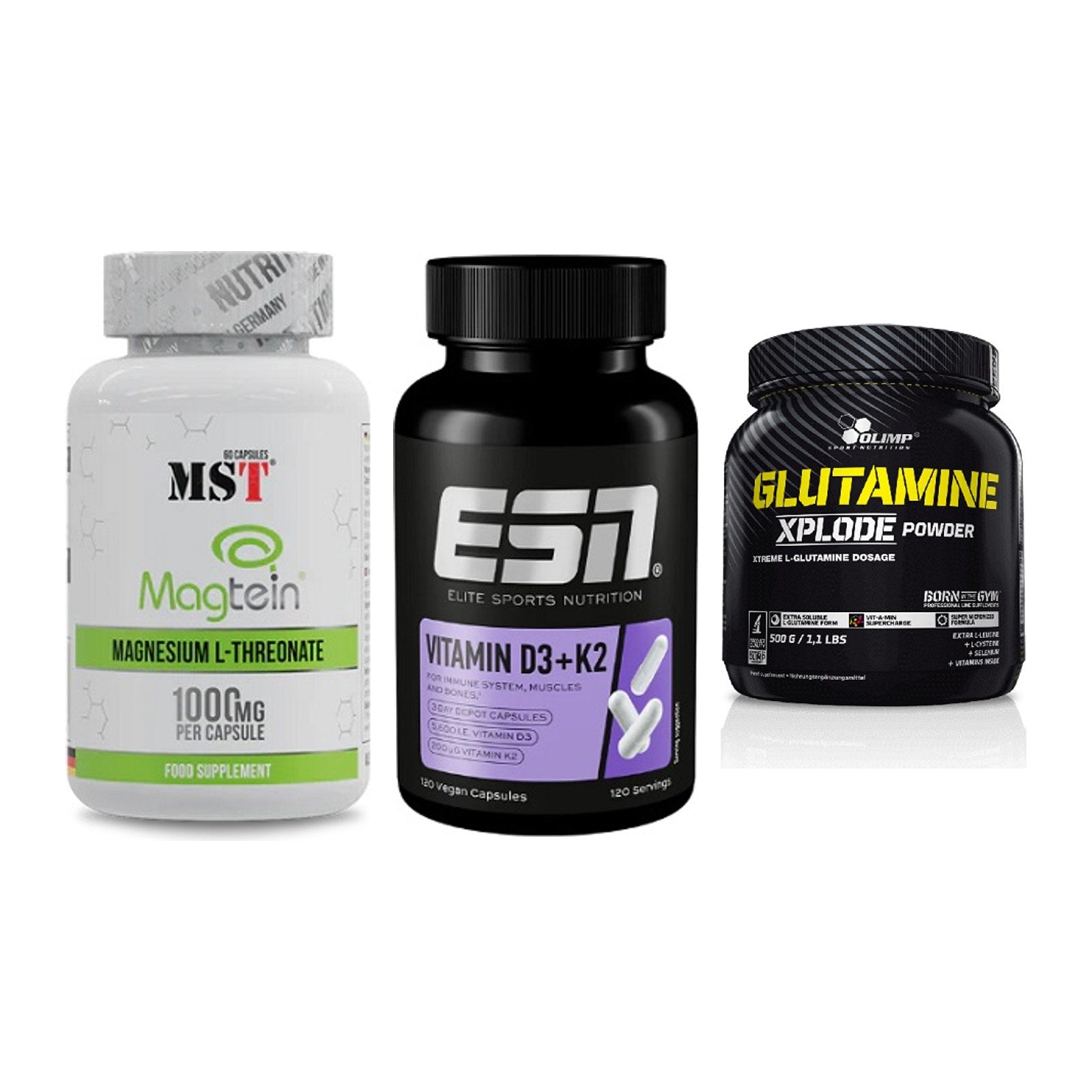 Ausdauer-Set: MST Magnesium + ESN Vitamin D3 + Olimp L-Glutamin – alle enthaltenen Artikel