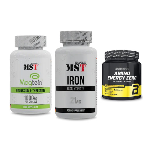 Ausdauer-Set: MST Magnesium + MST Iron Bisglyc + BioTech Amino – alle enthaltenen Artikel