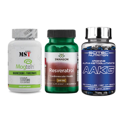 Ausdauer-Set: MST Magnesium + Swanson Resverat + Scitec AAKG – alle enthaltenen Artikel
