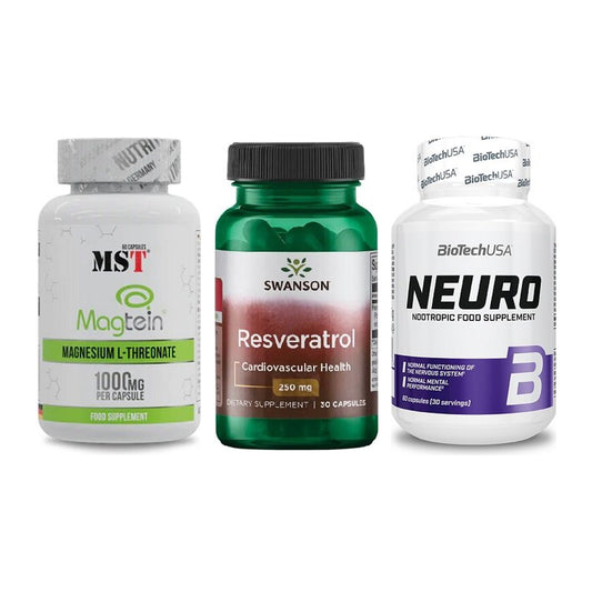 Ausdauer-Set: MST Magnesium + Swanson Resverat + BioTech Neuro – alle enthaltenen Artikel