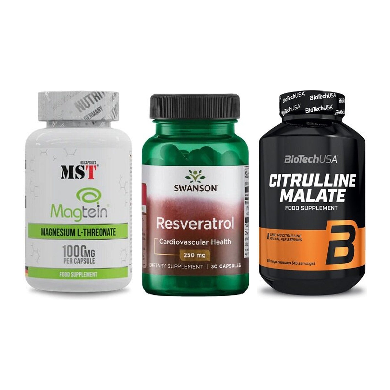 Ausdauer-Set: MST Magnesium + Swanson Resverat + BioTech Citrulli – alle enthaltenen Artikel