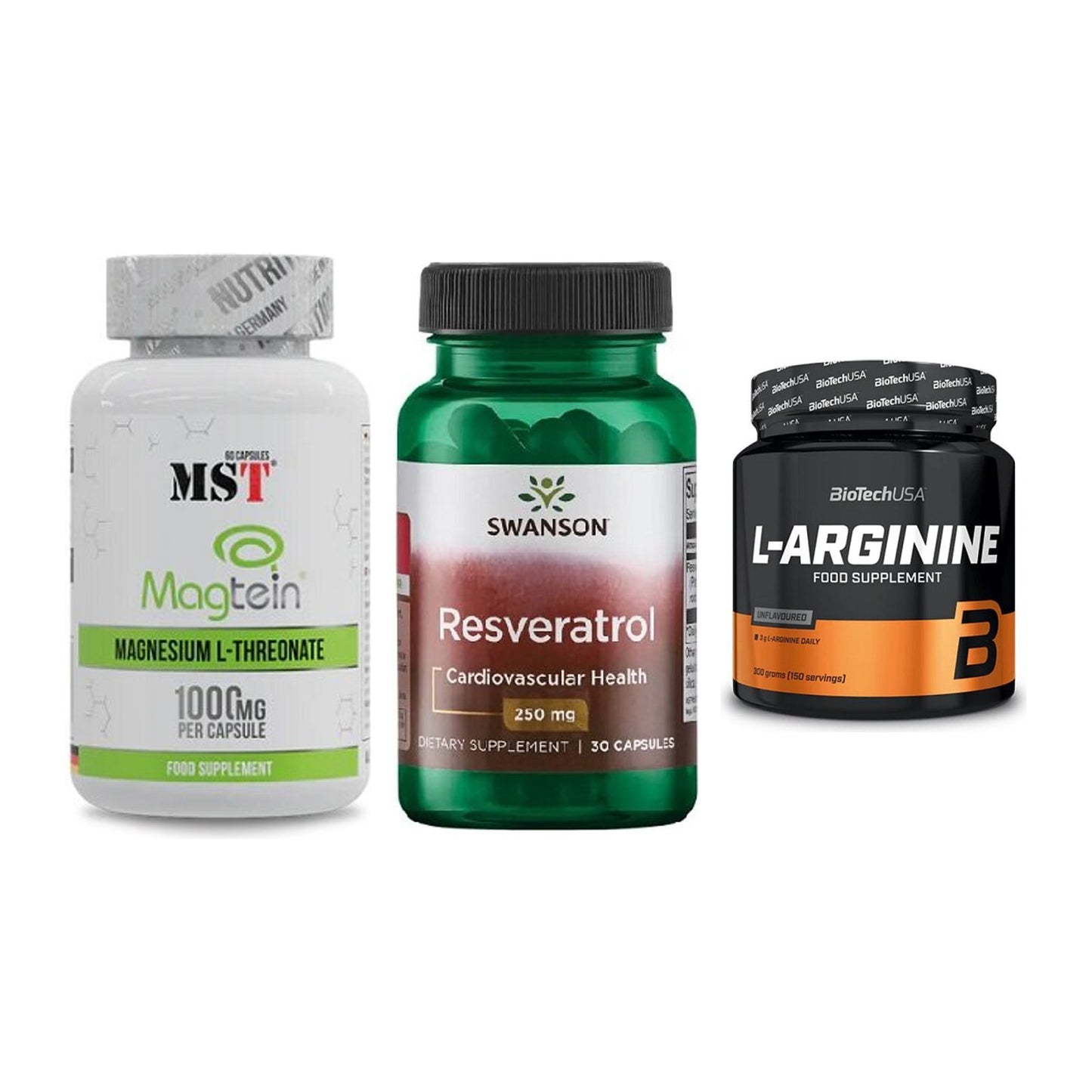 Ausdauer-Set: MST Magnesium + Swanson Resverat + BioTech L-Argini – alle enthaltenen Artikel