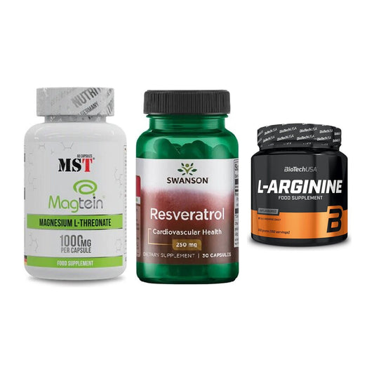 Ausdauer-Set: MST Magnesium + Swanson Resverat + BioTech L-Argini – alle enthaltenen Artikel
