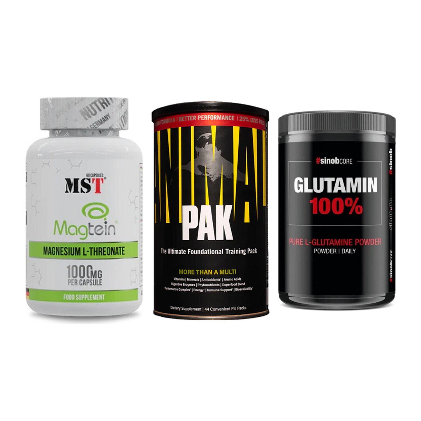Ausdauer-Set: MST Magnesium + Universal Animal + Sinob Core – alle enthaltenen Artikel