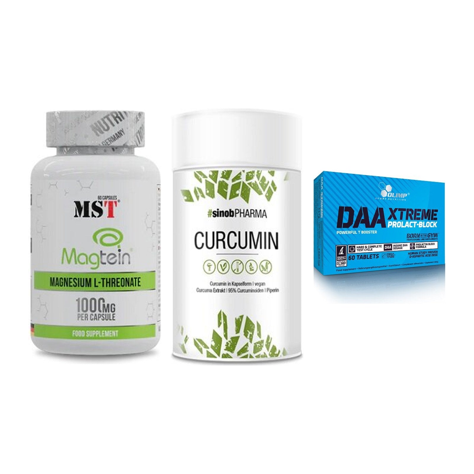 Ausdauer-Set: MST Magnesium + Sinob Curcumin + Olimp DAA Xtreme – alle enthaltenen Artikel