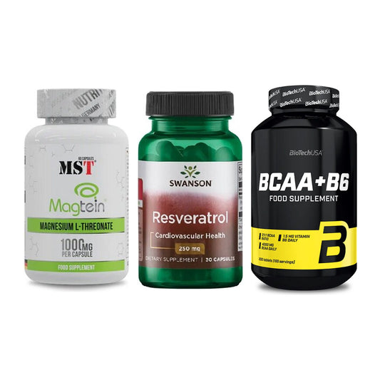 Ausdauer-Set: MST Magnesium + Swanson Resverat + BioTech BCAA+B6 – alle enthaltenen Artikel