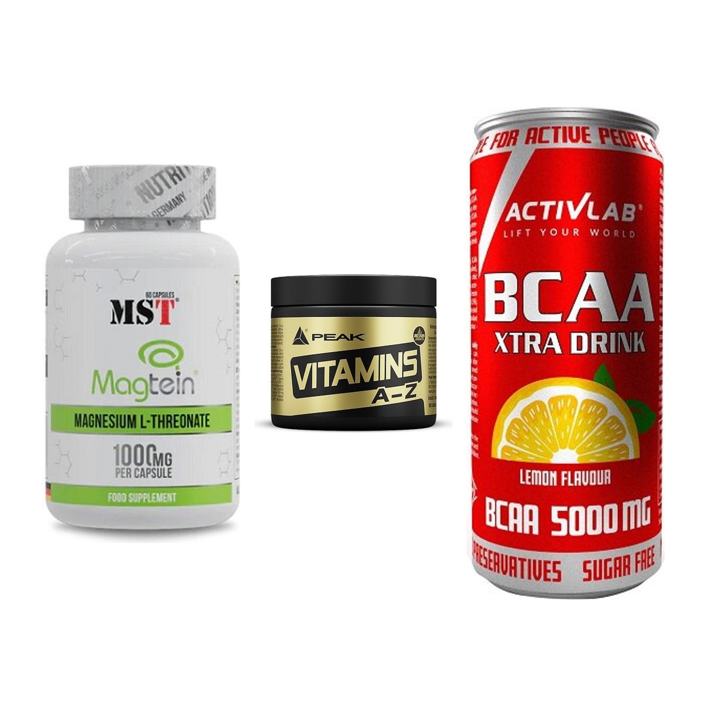 Ausdauer-Set: MST Magnesium + Peak Vitamin A-Z + Activlab BCAA – alle enthaltenen Artikel