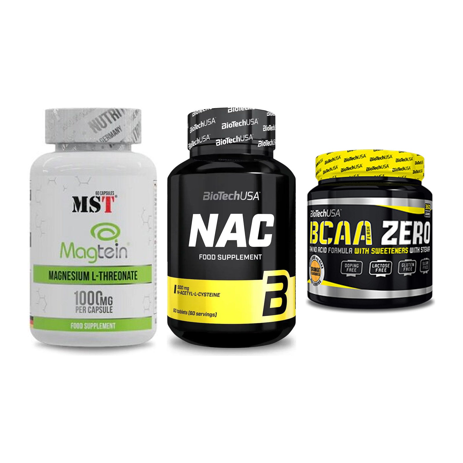 Ausdauer-Set: MST Magnesium + BioTech NAC + BioTech BCAA – alle enthaltenen Artikel