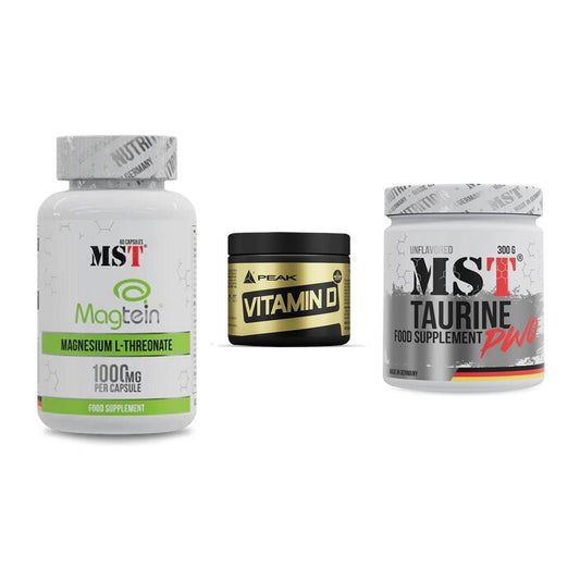 Ausdauer-Set: MST Magnesium + Peak Vitamin D + MST Taurine – alle enthaltenen Artikel