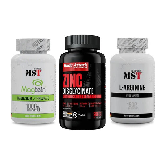 Ausdauer-Set: MST Magnesium + Body Attack Zink + MST L-Arginine – alle enthaltenen Artikel