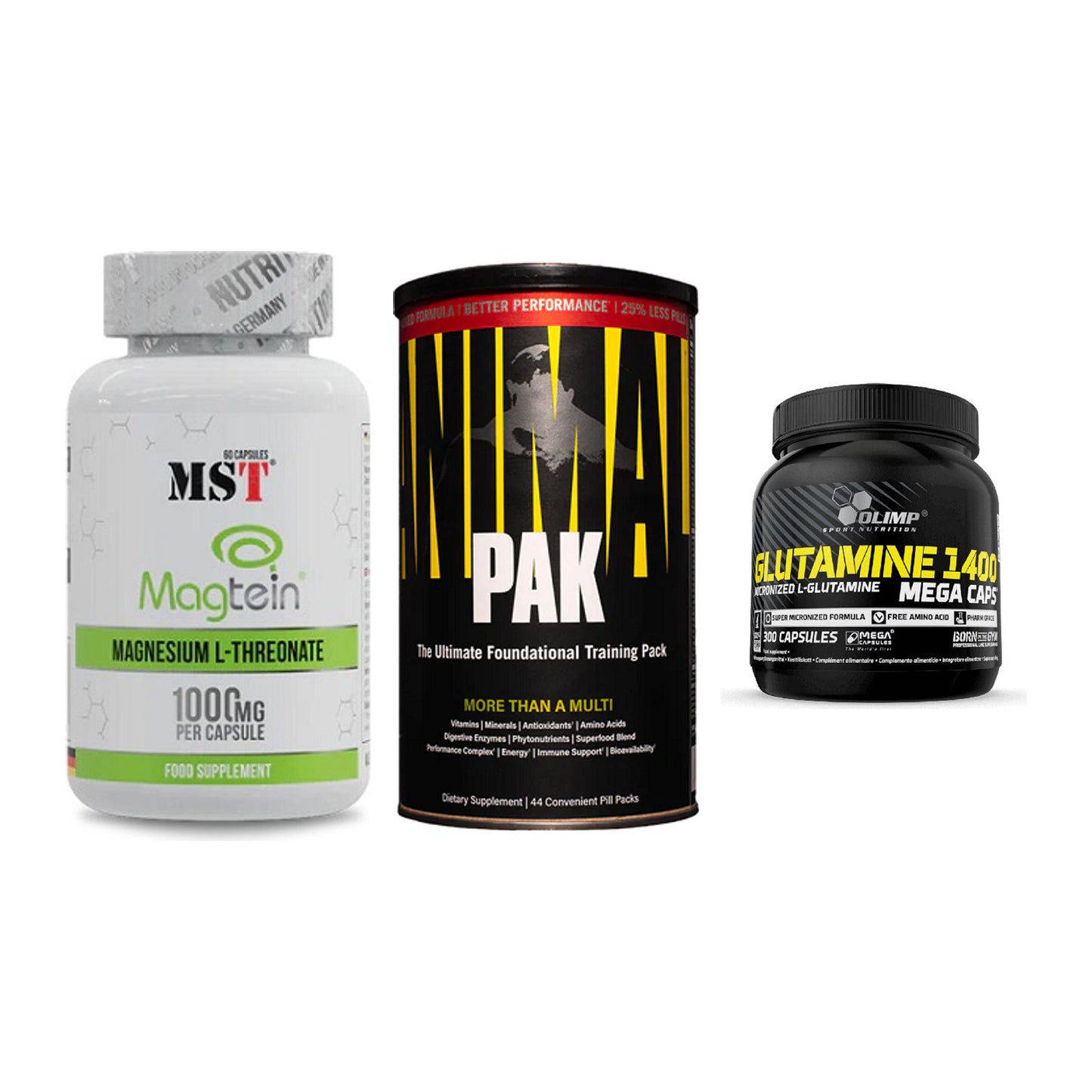 Ausdauer-Set: MST Magnesium + Universal Animal + Olimp L-Glutamin – alle enthaltenen Artikel