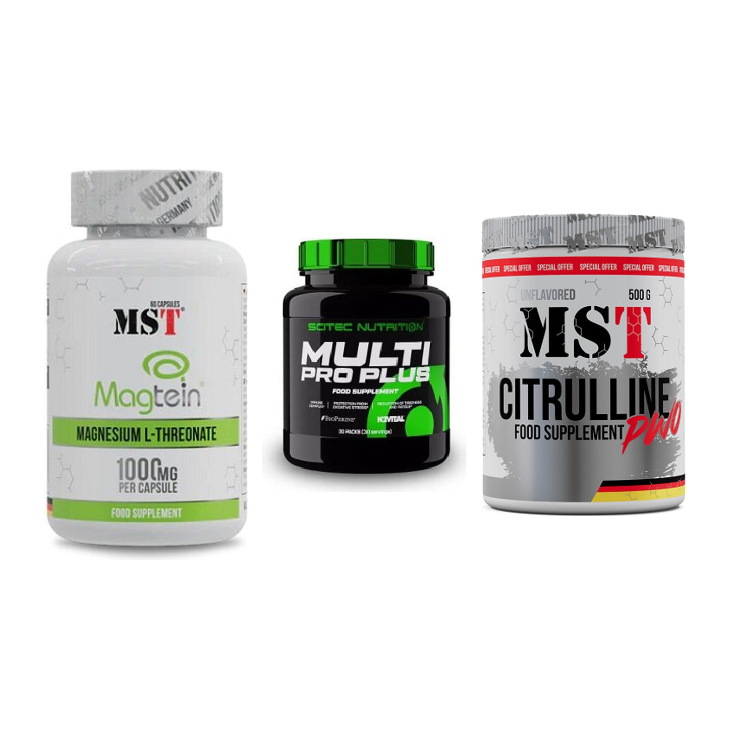 Ausdauer-Set: MST Magnesium + Scitec Multi Pro + MST Citrulline – alle enthaltenen Artikel