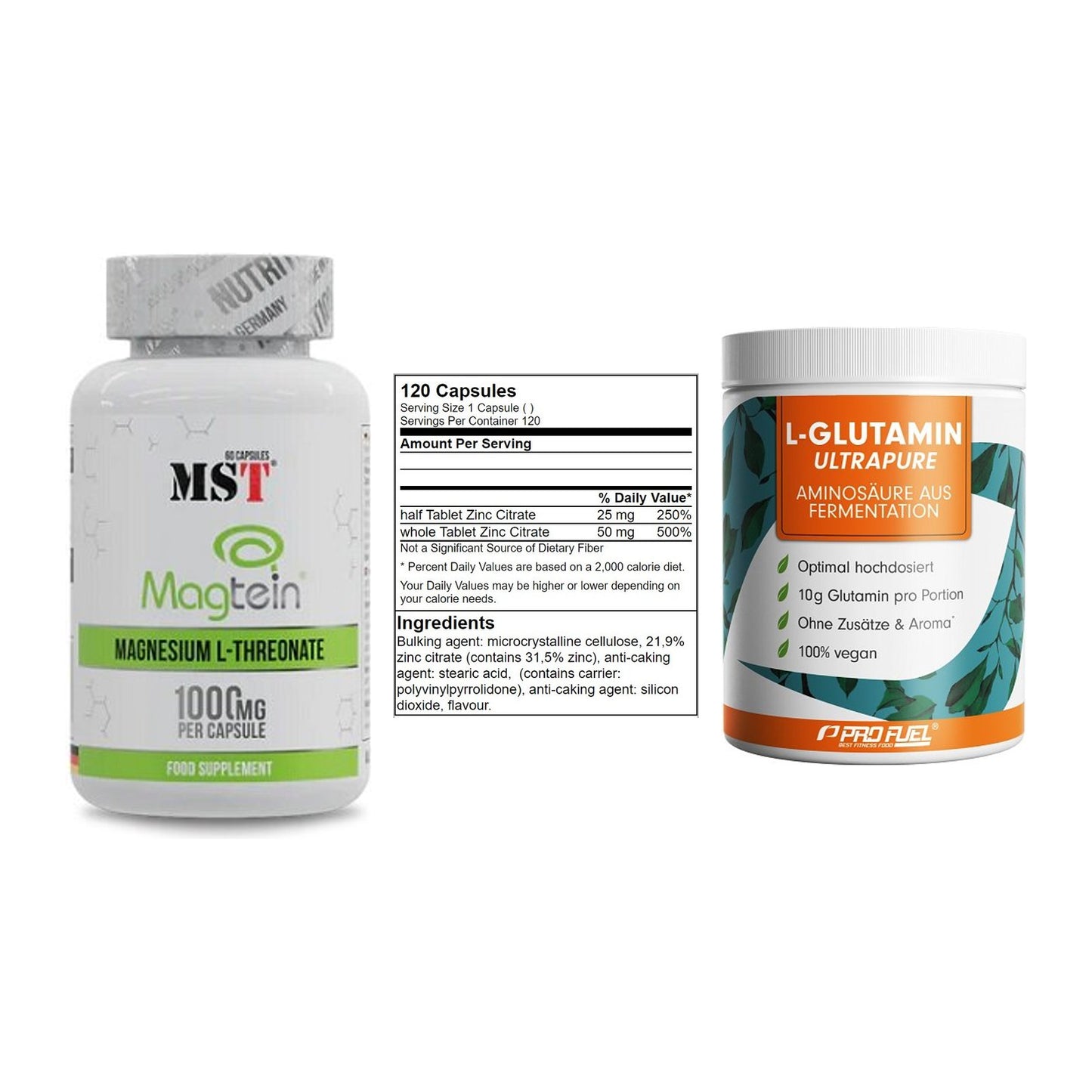 Ausdauer-Set: MST Magnesium + GN Zinc Citrate + ProFuel Glutamin – alle enthaltenen Artikel
