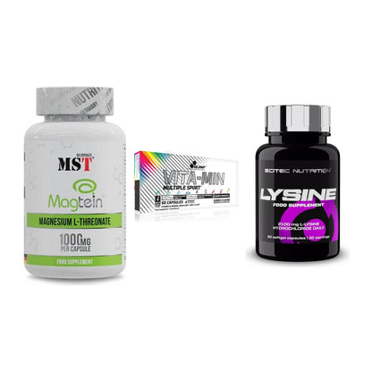Ausdauer-Set: MST Magnesium + Olimp Vita-Min + Scitec Lysine – alle enthaltenen Artikel