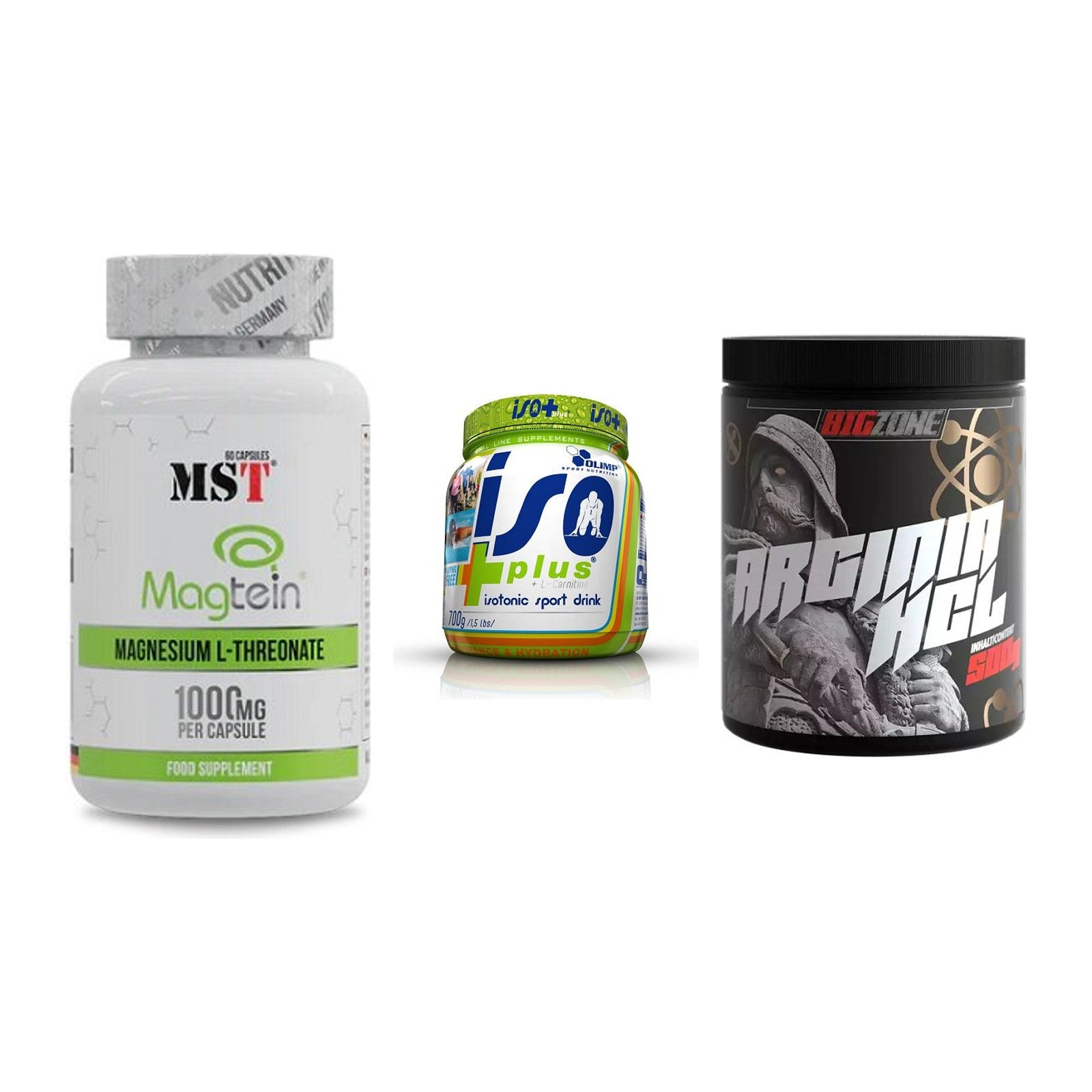 Ausdauer-Set: MST Magnesium + Olimp Iso Plus + Big Zone Arginin – alle enthaltenen Artikel