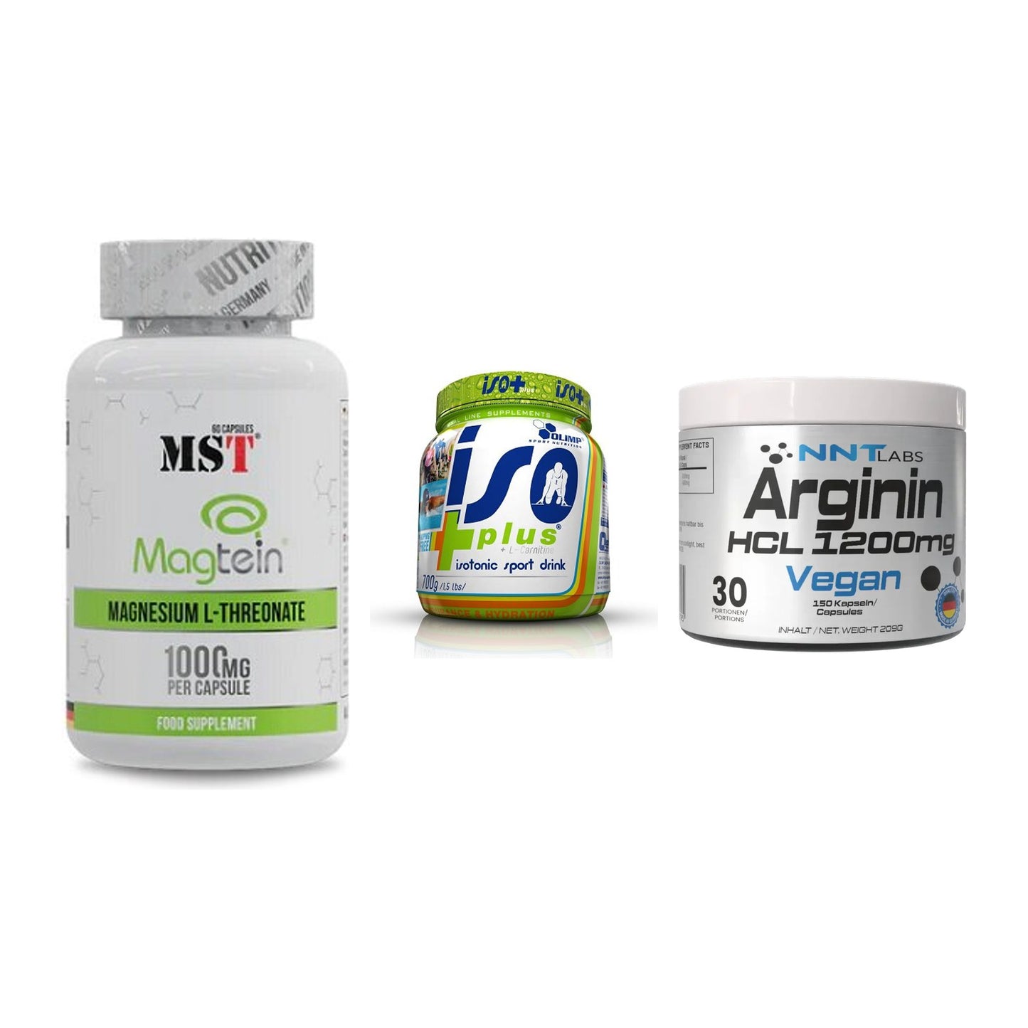 Ausdauer-Set: MST Magnesium + Olimp Iso Plus + NNT Arginin HCL – alle enthaltenen Artikel