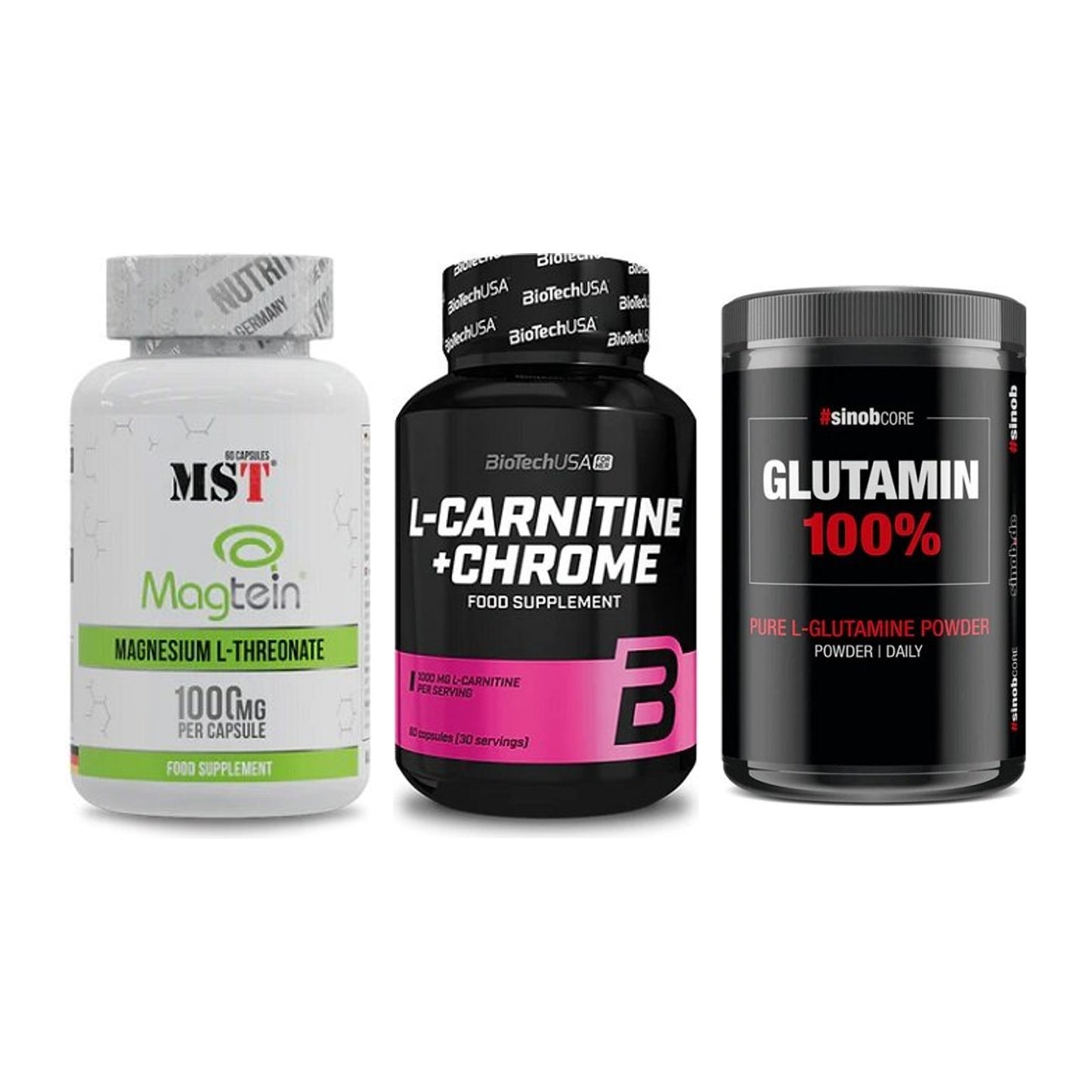 Ausdauer-Set: MST Magnesium + BioTech L-Carnit + Sinob Core – alle enthaltenen Artikel