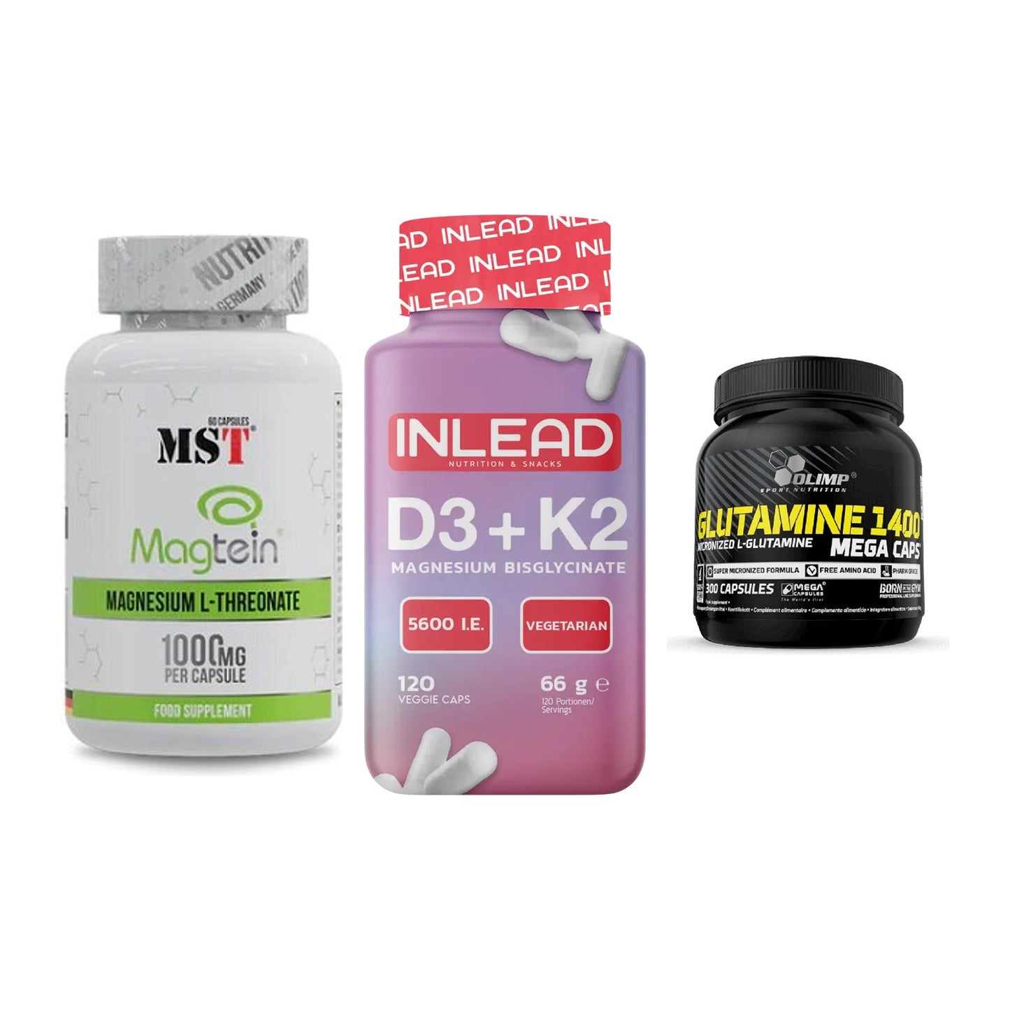 Ausdauer-Set: MST Magnesium + INLEAD Vitamin + Olimp L-Glutamin – alle enthaltenen Artikel