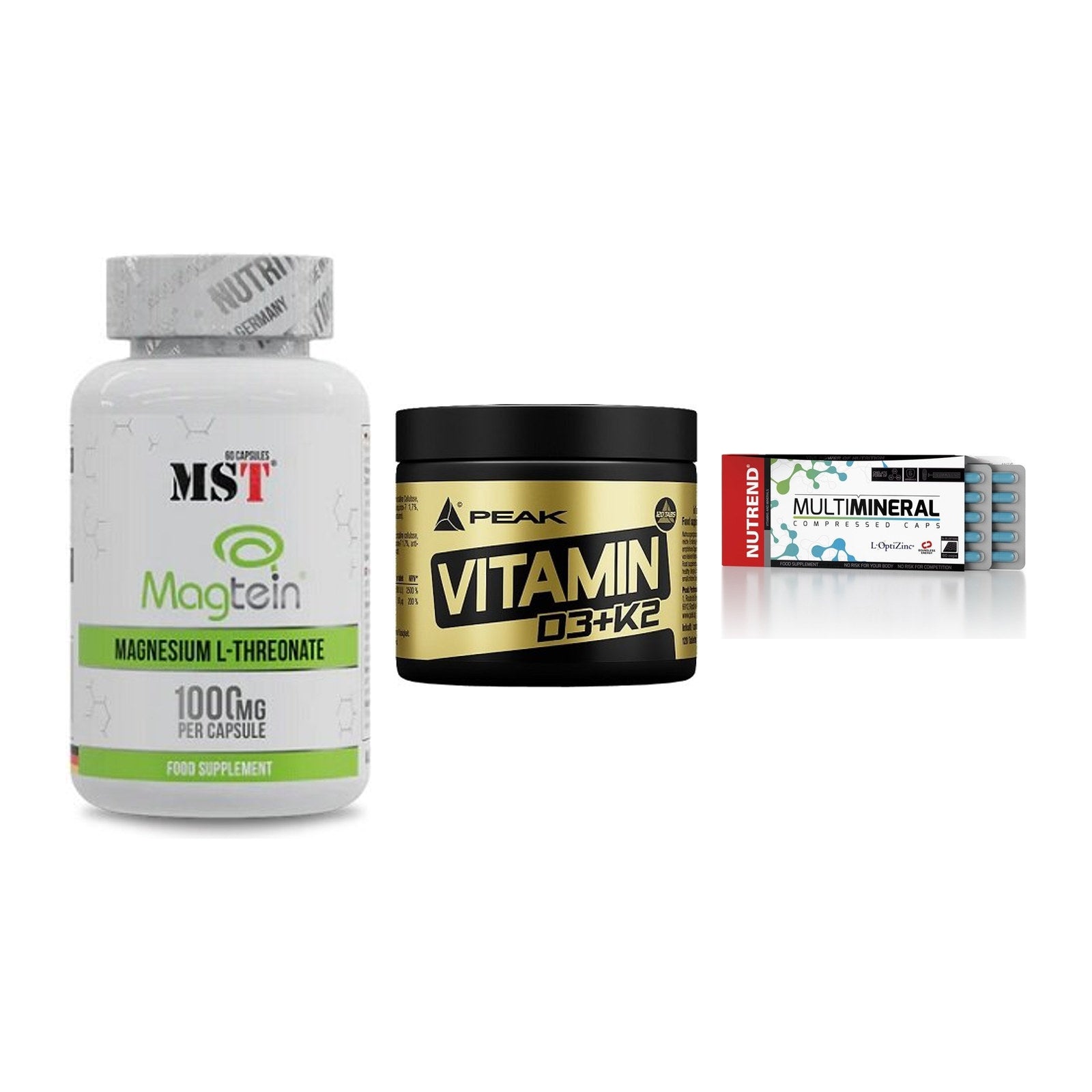 Ausdauer-Set: MST Magnesium + Peak Vitamin + Nutrend Multimin – alle enthaltenen Artikel