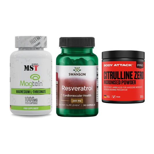 Ausdauer-Set: MST Magnesium + Swanson Resverat + Body Attack 100 – alle enthaltenen Artikel