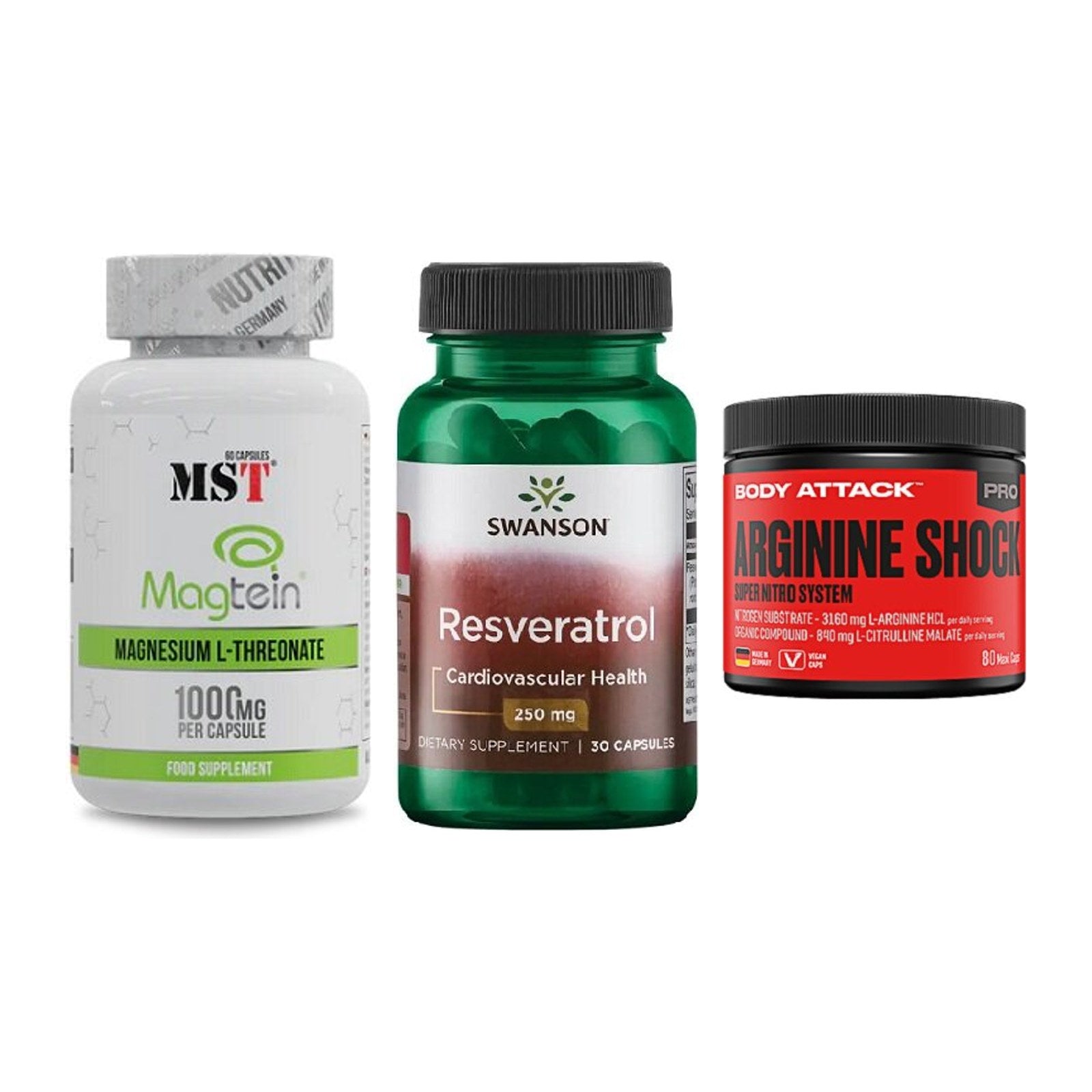 Ausdauer-Set: MST Magnesium + Swanson Resverat + Body Attack – alle enthaltenen Artikel