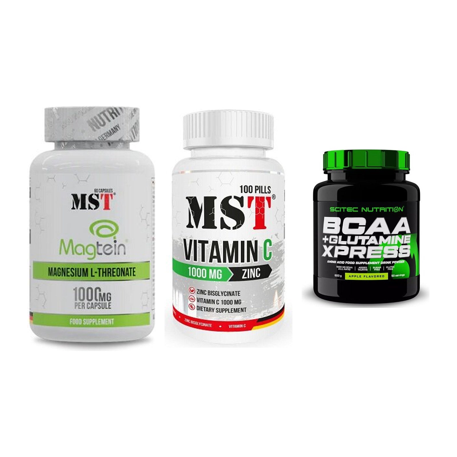Ausdauer-Set: MST Magnesium + MST Vitamin C + Scitec BCAA – alle enthaltenen Artikel
