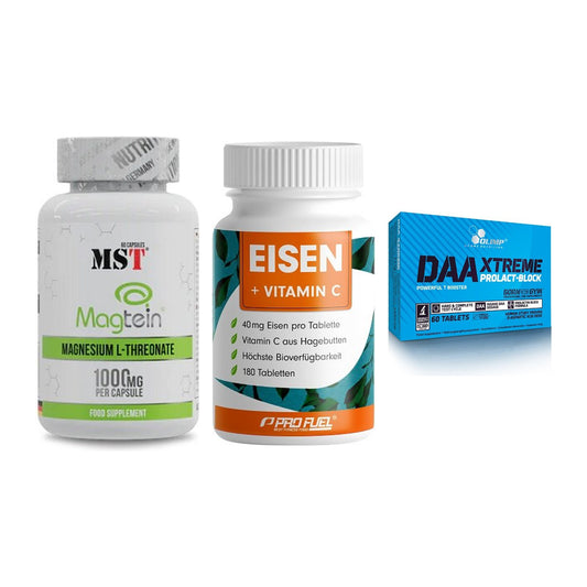 Ausdauer-Set: MST Magnesium + ProFuel EISEN + Olimp DAA Xtreme – alle enthaltenen Artikel