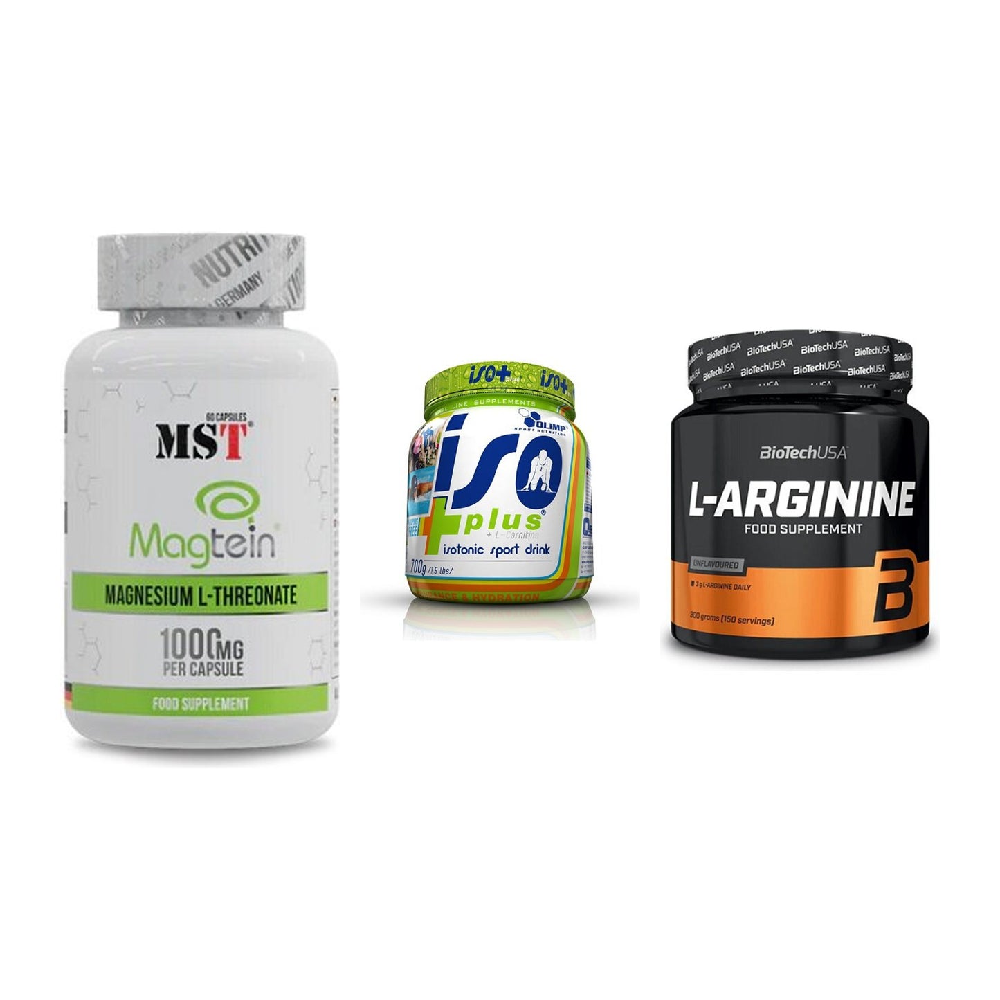 Ausdauer-Set: MST Magnesium + Olimp Iso Plus + BioTech L-Argini – alle enthaltenen Artikel